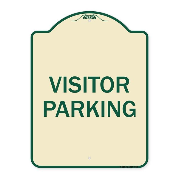 Signmission Designer Series Sign-Visitor Parking, Tan & Green Heavy-Gauge Aluminum, 24" x 18", TG-1824-9740 A-DES-TG-1824-9740